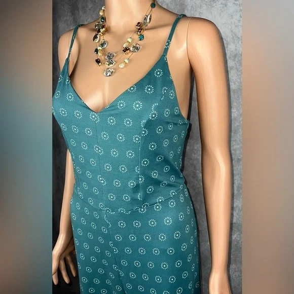 Teal Green Knit Jumpsuit w/Strappy Back Sz L By Davina NWOT - Picture 3 of 8